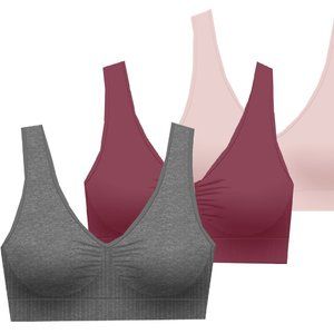 Delta Burke Seamless Padded Comfort Bra w/Removable Pads-3-Pack  -  2X - Fits 38